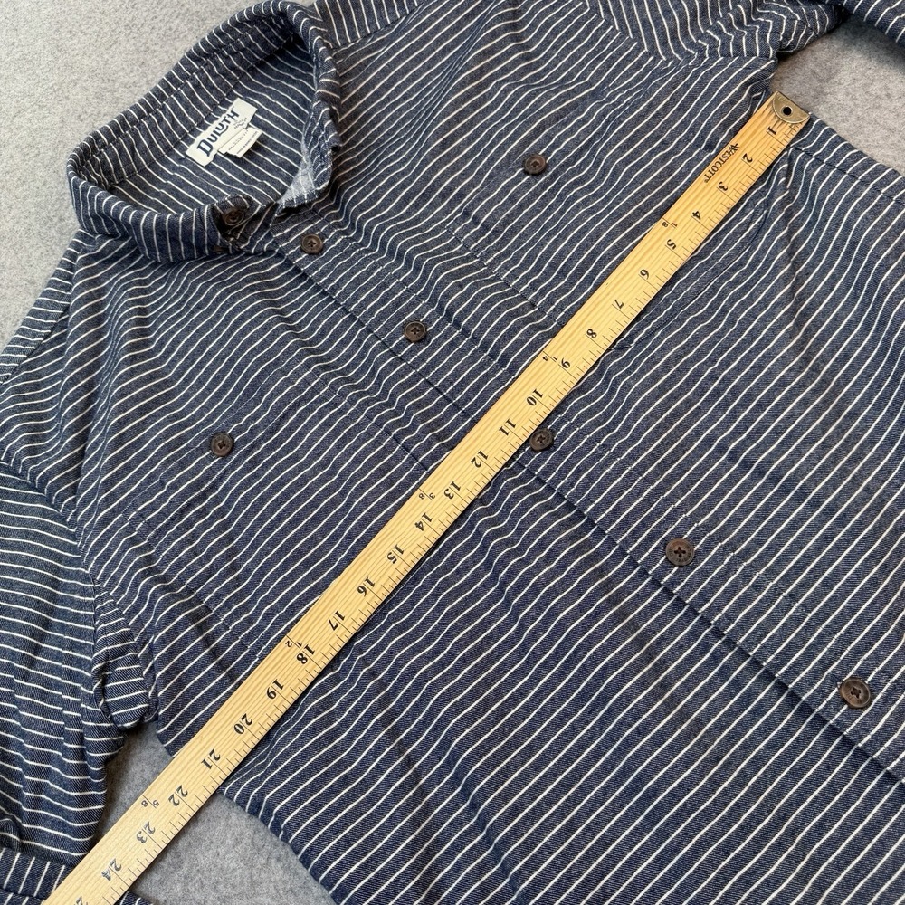 Duluth Trading Mens 2XL Relaxed Fit Striped Long Sleeve Button Shirt Blue Work - Picture 4 of 7